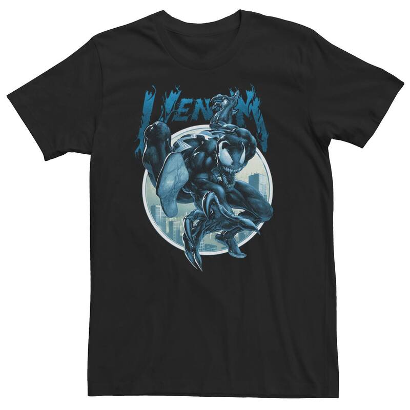 マーベル レディース トップス Tシャツ トール ロゴ Big & Tall Marvel Venom Deep Blue Circle Logo Tee Black ブラック