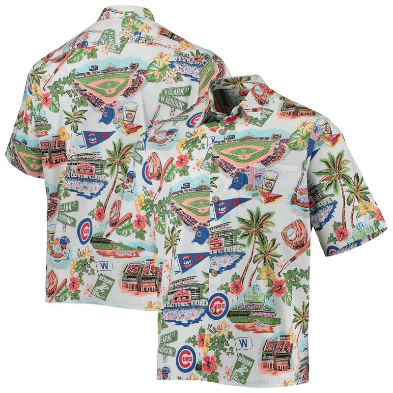 レインスプーナー レディース トップス Tシャツ Men's Reyn Spooner White Chicago Cubscenic Button-Up Shirt Cub White ホワイト