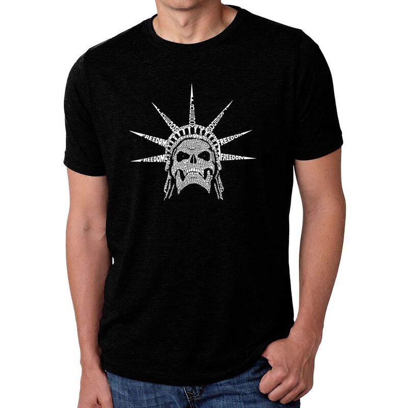 エルエーポップアート レディース トップス Tシャツ LA Pop Art Freedom Skull - Men's Premium Blend Word Art-Shirt Black ブラック