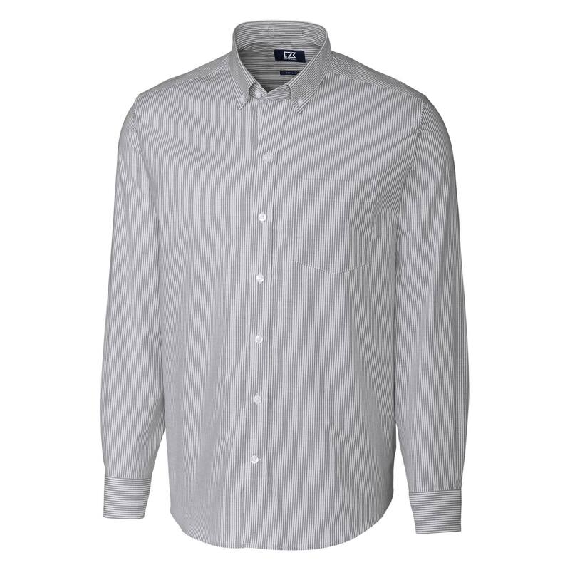 截断機アンドうしろ側 レディース トップス プルオーバー オックスフォード トール Cutter \u0026 Buck Stretch Oxford Stripe Mens Big and Tallong Sleeve Dresshirt Charcoal 濃灰色