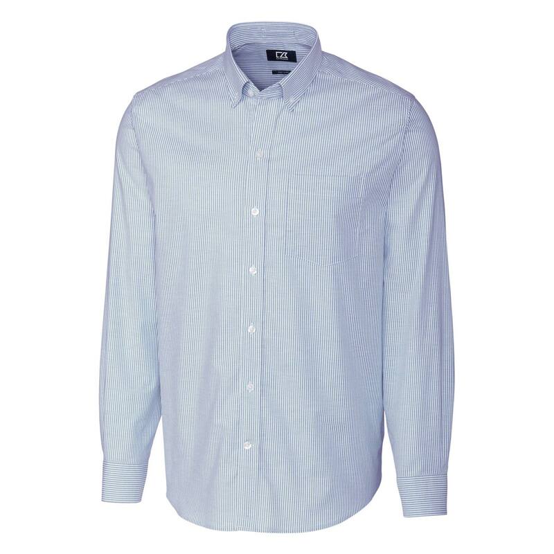截断機アンドうしろ側 レディース トップス プルオーバー オックスフォード トール Cutter \u0026 Buck Stretch Oxford Stripe Mens Big and Tallong Sleeve Dresshirt Light Blue 青み