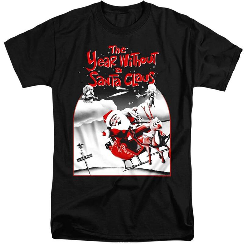 アニメ文字記号 レディース トップス プルオーバー トール Licensed Character The Year Without A Santa Clausanta Poster Short Sleeve Adultall T-shirt Black 黒いこと