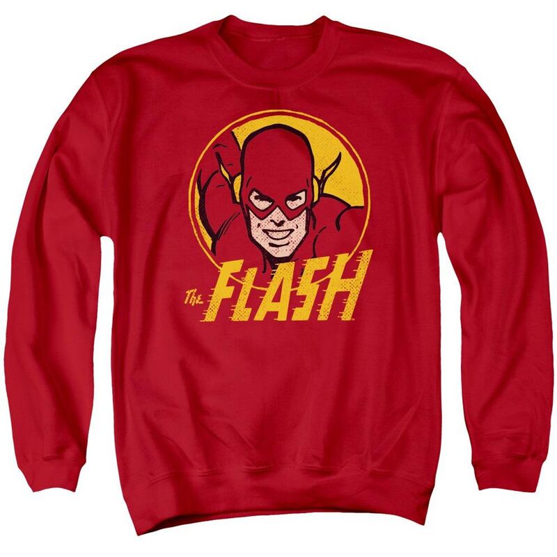 アニメキャラクター レディース アウター ニット・セーター クルーネック スウェット シャツ Licensed Character Dcomics Flash Circle Adult Crewneck Sweatshirt Red レッド|ReVida 店