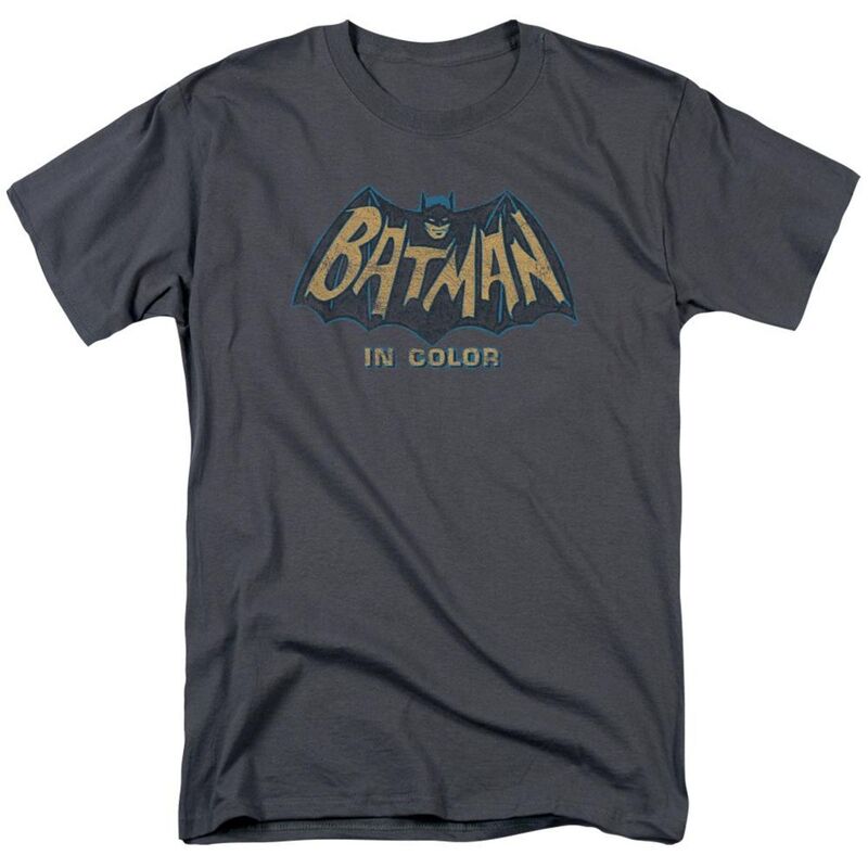 アニメキャラクター レディース トップス Tシャツ Licensed Character Batman Classic Tv In Color Short Sleeve Adult-shirt Charcoal チャコール
