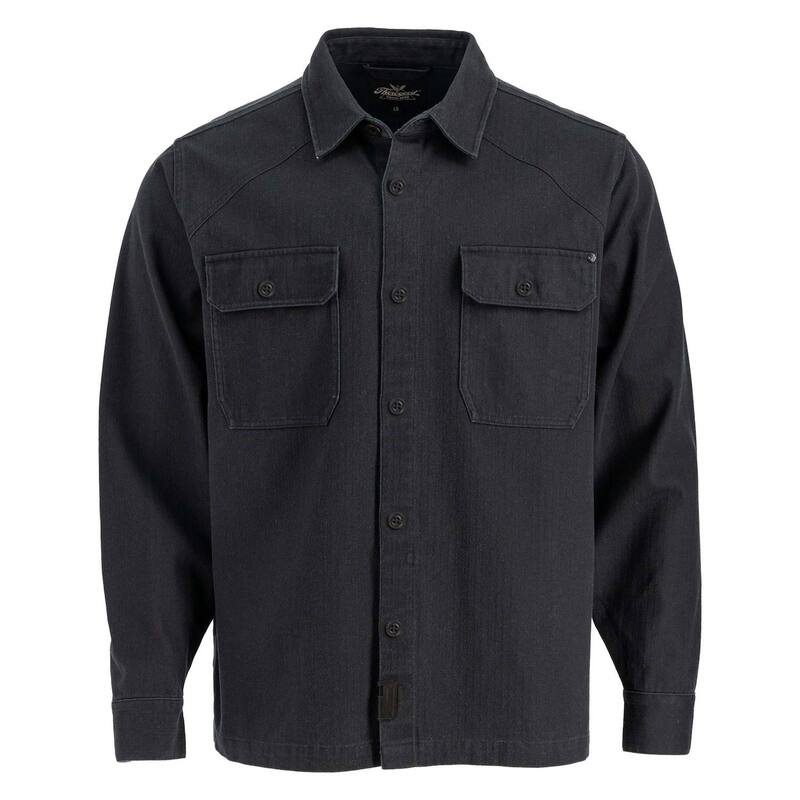 ソログッド レディース トップス Tシャツ Men's Thorogood Workwear Stone Washerringbone Button Overshirt Black ブラック