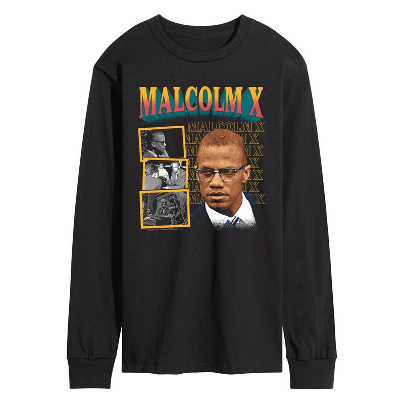 アニメキャラクター レディース トップス Tシャツ グラフィック Licensed Character Men's Malcolm X Grid Long Sleeve Graphic Tee Black ブラック