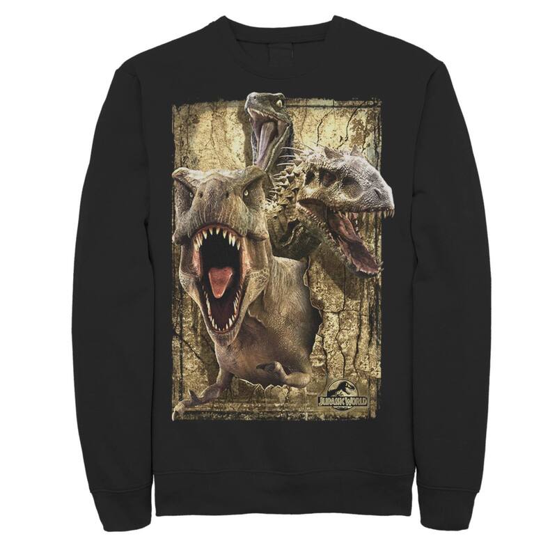 アニメ文字記号 レディース トップス プルオーバー フリース Licensed Character Men\u0027s Jurassic World T-Rex Indominus Rex \u0026 Raptor Fleece Pullover Black 黒いこと