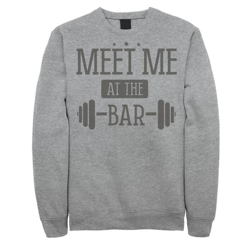 アニメキャラクター レディース トップス Tシャツ フリース グラフィック Licensed Character Men's Meet Me Athe Bar Dumbbell Graphic Fleece Pullover Athletic Heather ヘザー