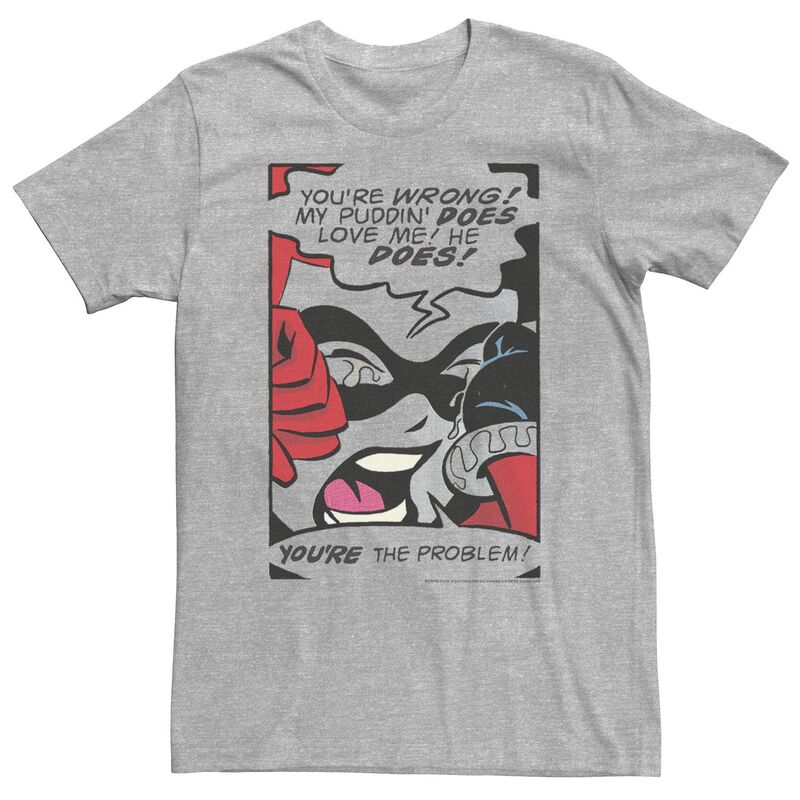 アニメキャラクター レディース トップス Tシャツ トール Licensed Character Big & Tall DComics Batman Harley Quinn Retro Comic Poster Tee Athletic Heather ヘザー