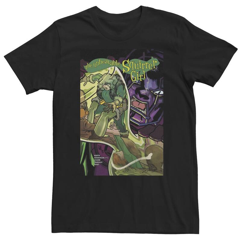 マーベル レディース トップス Tシャツ トール Big & Tall Marvel Comixology Squirrel-Girl And Kang Comic Book Cover Tee Black ブラック