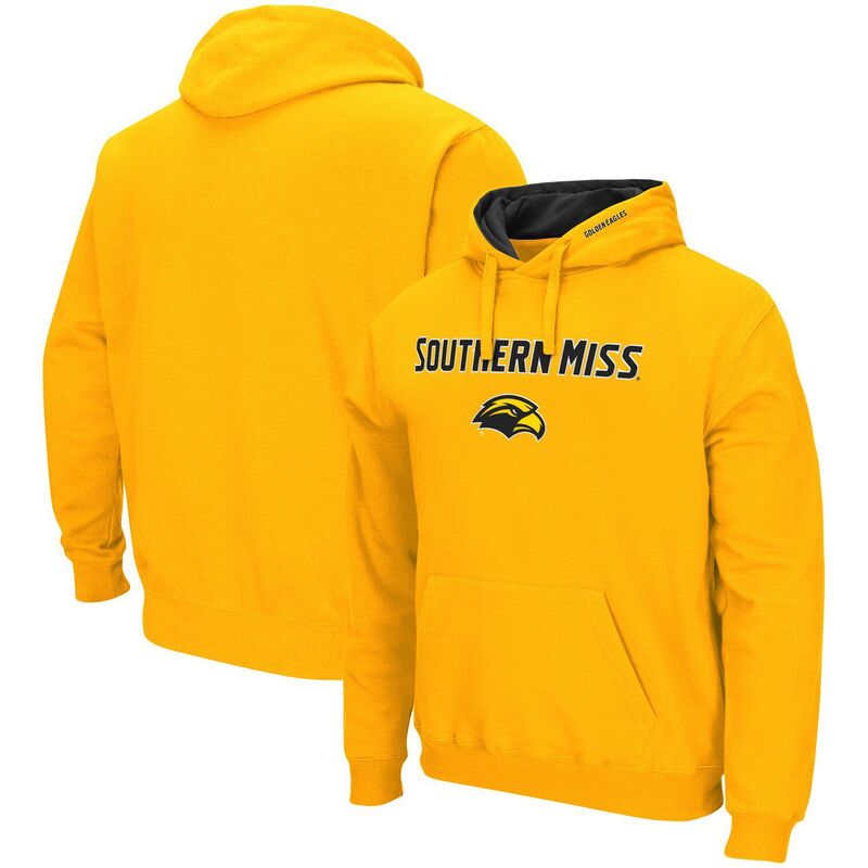 コロシアム レディース トップス Tシャツ ロゴ パーカー Men's Colosseum Gold Southern Miss Golden Eagles Arch and Logo Pullover Hoodie Sms Gold ゴールド