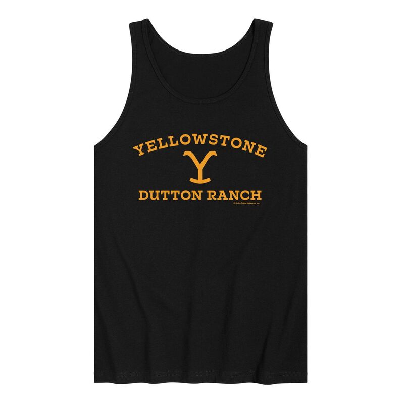 アニメキャラクター レディース トップス Tシャツ ロゴ Licensed Character Men's Yellowstone Ranch Logo Tank Top Black ブラック