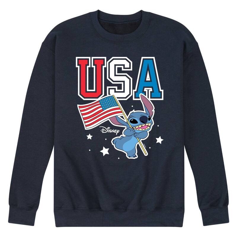 ウォルトディズニー レディース トップス プルオーバー 汗水 Disney\u0027s Lilo \u0026 Stitch Men\u0027s USA Stitch Sweatshirt Navy 米国海軍