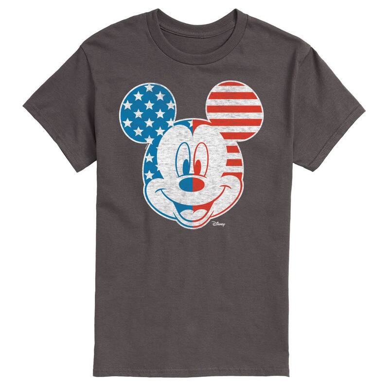 ディズニー レディース トップス Tシャツ グラフィック Disney's Mickey Mouse Men's Face America Graphic Tee Charcoal チャコール