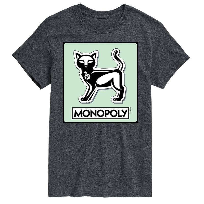 アニメキャラクター レディース トップス Tシャツ グラフィック Licensed Character Men\'s Monopoly Cat Game Token Graphic Tee Charcoal チャコール