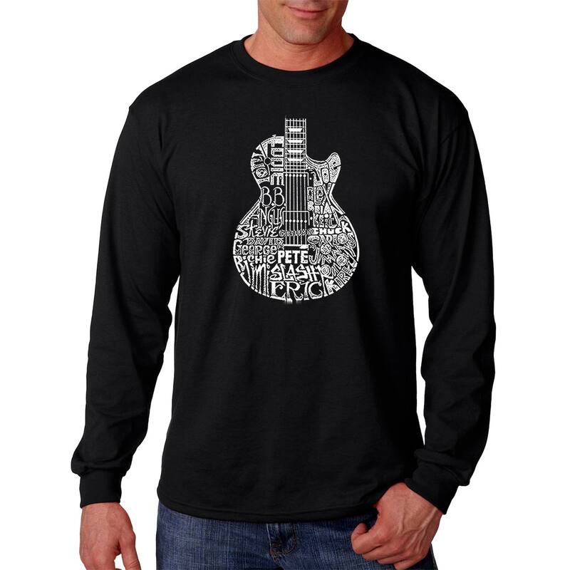 エルエーポップアート レディース トップス Tシャツ LA Pop Art Rock Guitar Head - Men's Word Art Long Sleeve T-shirt Black ブラック