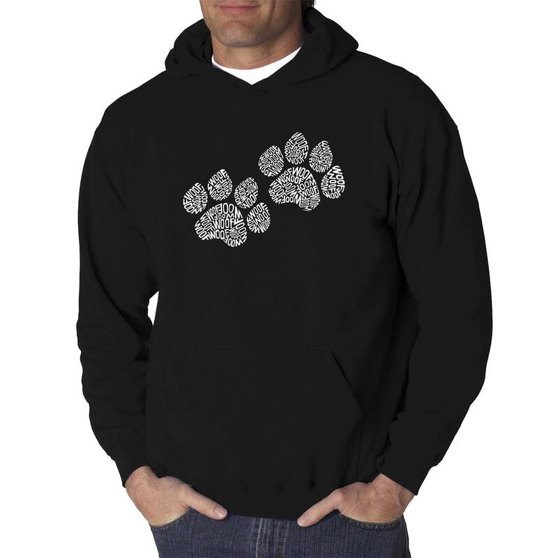 エルエーポップアート レディース トップス Tシャツ プリント スウェット LA Pop Art Woof Paw Prints - Men's Word Art Hooded Sweatshirt Black ブラック