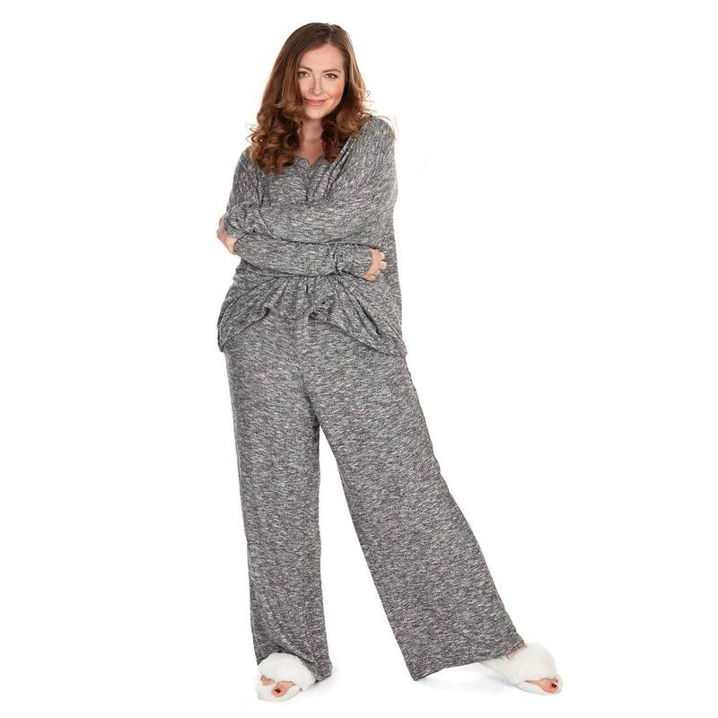 メモイ レディース アンダーウェア ナイトウェア ワイドレッグ パンツ MeMoi Women's Hacci Wide Leg Soft Lightweight Lounge Pants Black ブラック|ReVida 店