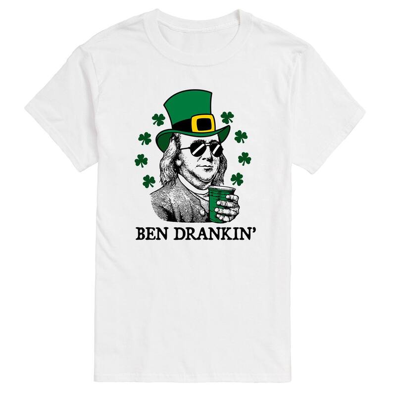 アニメキャラクター レディース トップス Tシャツ グラフィック Licensed Character Men'st Paddy's Ben Drankin' Graphic Tee White ホワイト