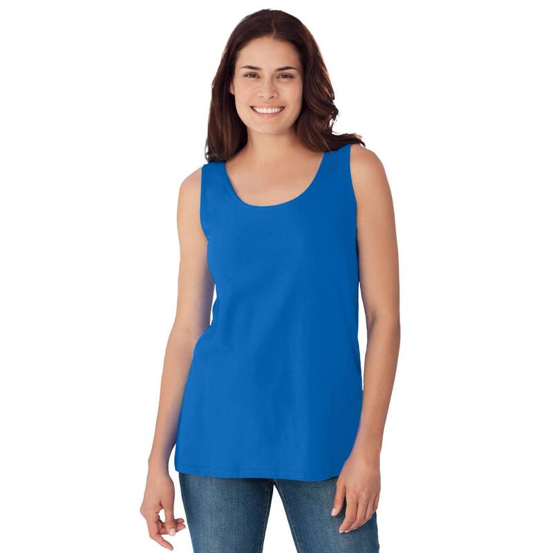 ウーマン ウィズイン レディース トップス Tシャツ プラスサイズ Woman Within Plusize Scoopneck Tank Bright Cobalt コバルト｜ReVida 店