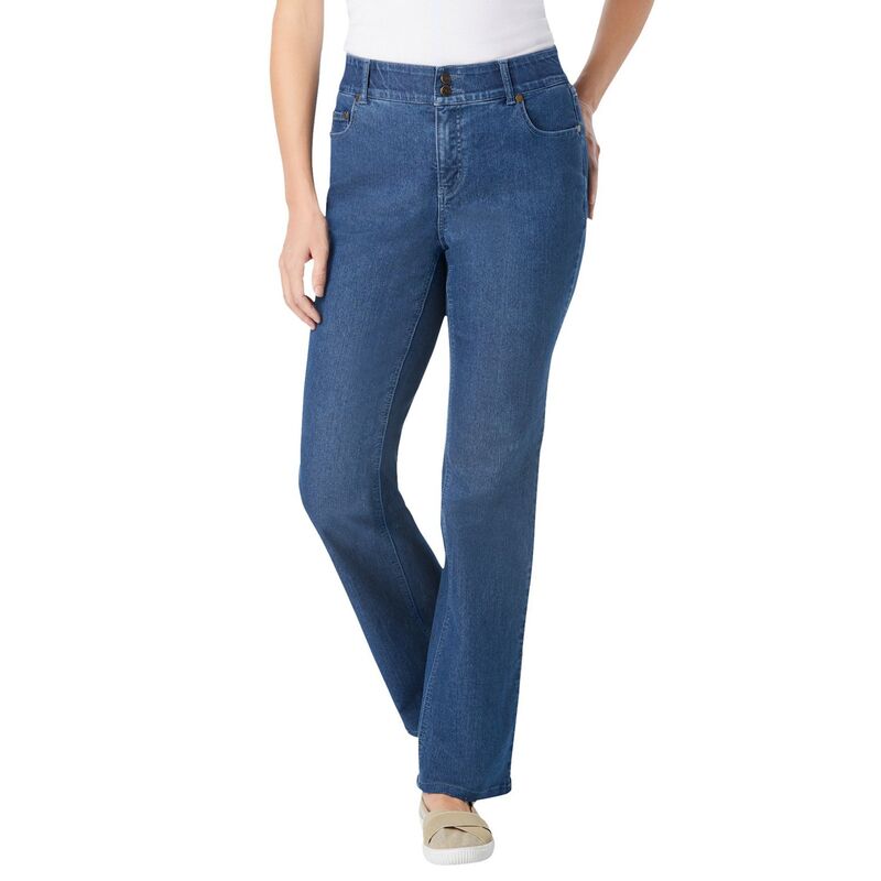 ウーマン ウィズイン レディース ボトムス デニムパンツ ブーツカット プラスサイズ プチ ブーツ ジーンズ Woman Within Plusize Petite Stretch Built-In Slimming Panel Bootcut Jeans Medium Stonewash