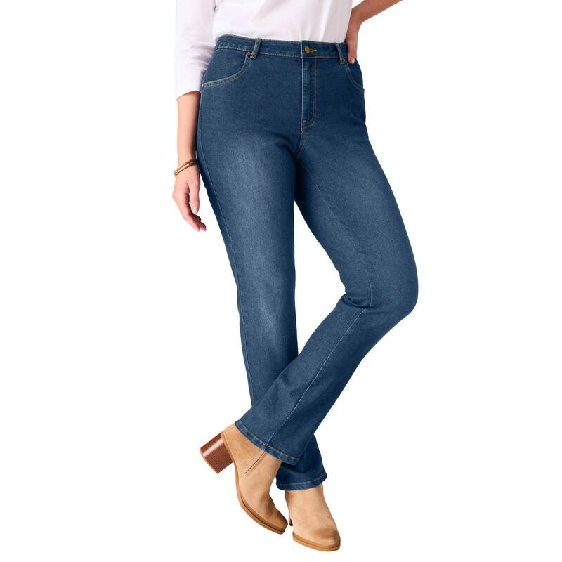 ウーマン ウィズイン レディース ボトムス デニムパンツ ブーツカット プラスサイズ ブーツ ジーンズ Woman Within Plusize Stretch Bootcut Clean Jeans Medium Stonewash