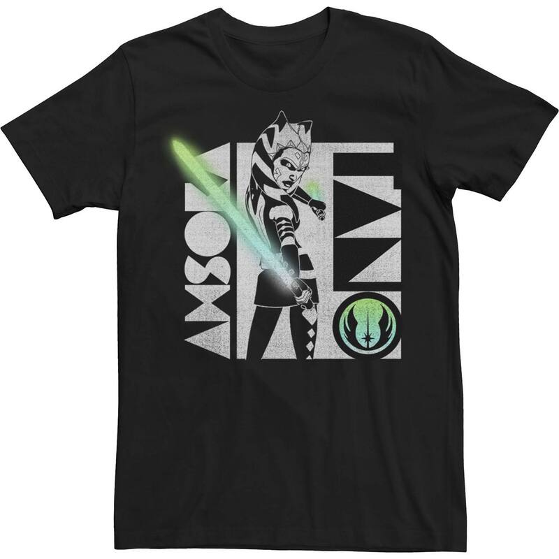 アニメキャラクター レディース トップス Tシャツ Licensed Character Men'star Wars: The Clone Wars Ahsoka Tano Gradient Lightsaber Tee Black ブラック