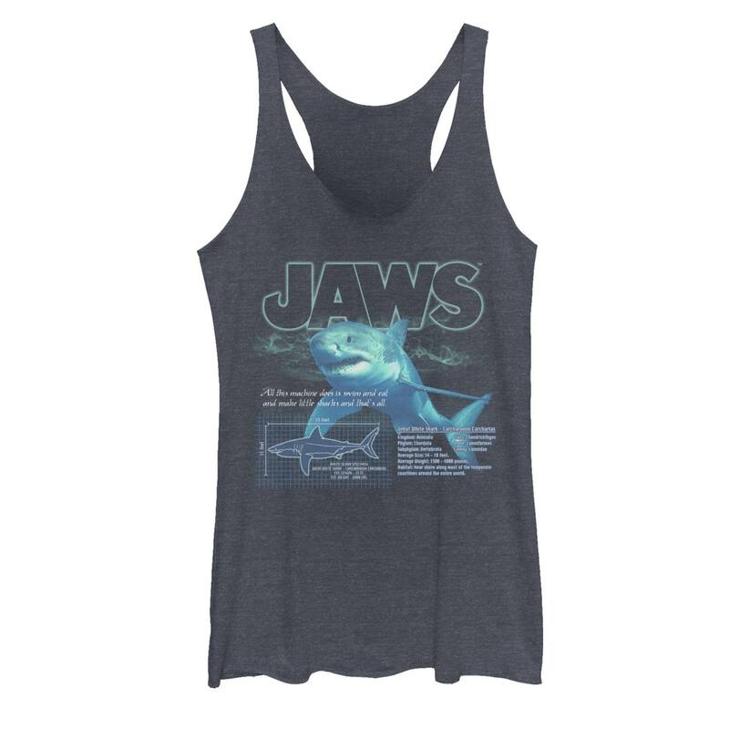 アニメキャラクター レディース トップス Tシャツ グラフィック Licensed Character Juniors' Jaws Great White Shark Graphic Tank Top Navy Heather ヘザー 6,731円
