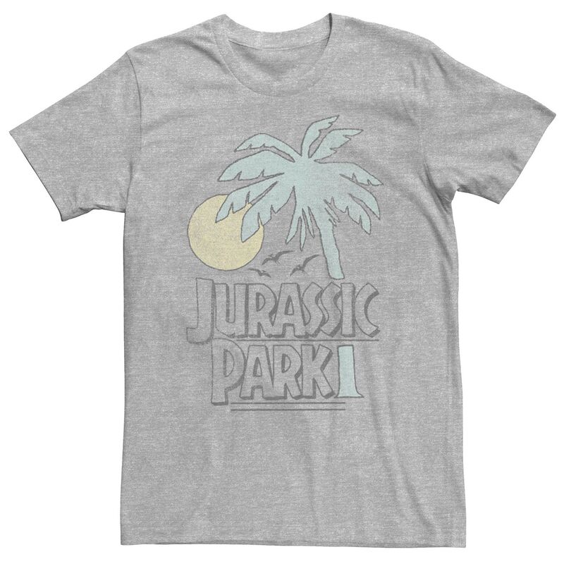 アニメキャラクター レディース トップス Tシャツ トール ロゴ Licensed Character Big & Tall Jurassic Park Sunset Palm Tree Logo Tee Athletic Heather ヘザー