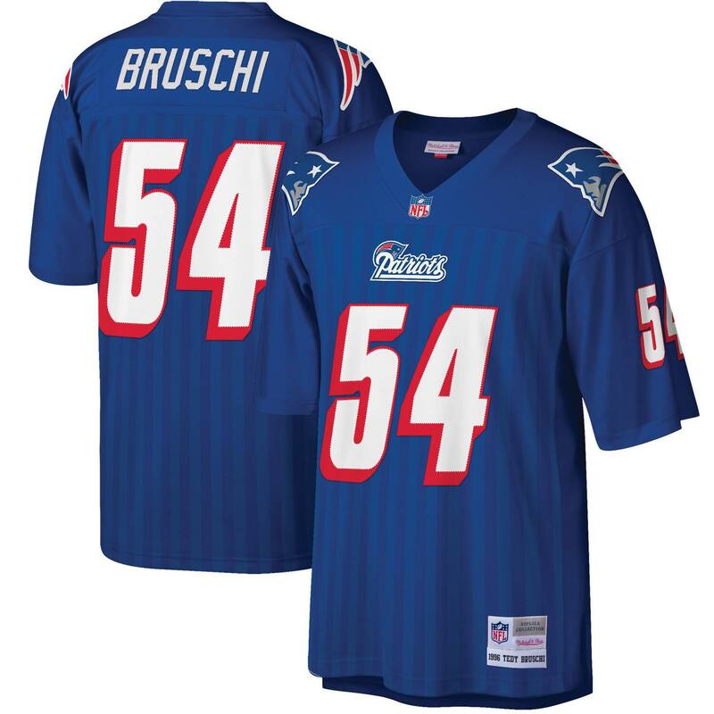 ミッチェル&ネス レディース トップス Tシャツ トール ジャージー Men's Mitchell & Ness Tedy Bruschi Royal New England Patriots Big & Tall 1996 Retired Playereplica Jersey Pat Blue ブルー