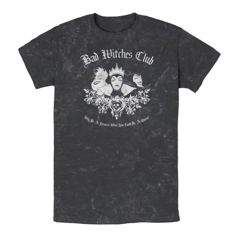 ディズニー レディース トップス Tシャツ Men's Disney Villains Bad Witches Club Group Shot Wash Tee Black ブラック|ReVida 店