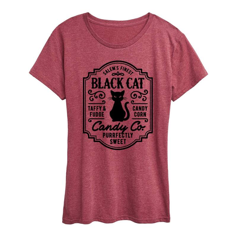 アニメキャラクター レディース トップス Tシャツ Licensed Character Women's Black Cat Candy Co Halloween Tee Dark Red レッド