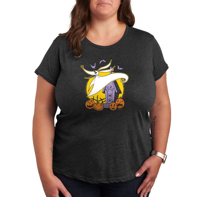 ディズニー レディース トップス Tシャツ プラスサイズ グラフィック Disney's The Nightmare Before Christamas Zero Plusize Halloween Graphic Tee Charcoal Gray チャコール