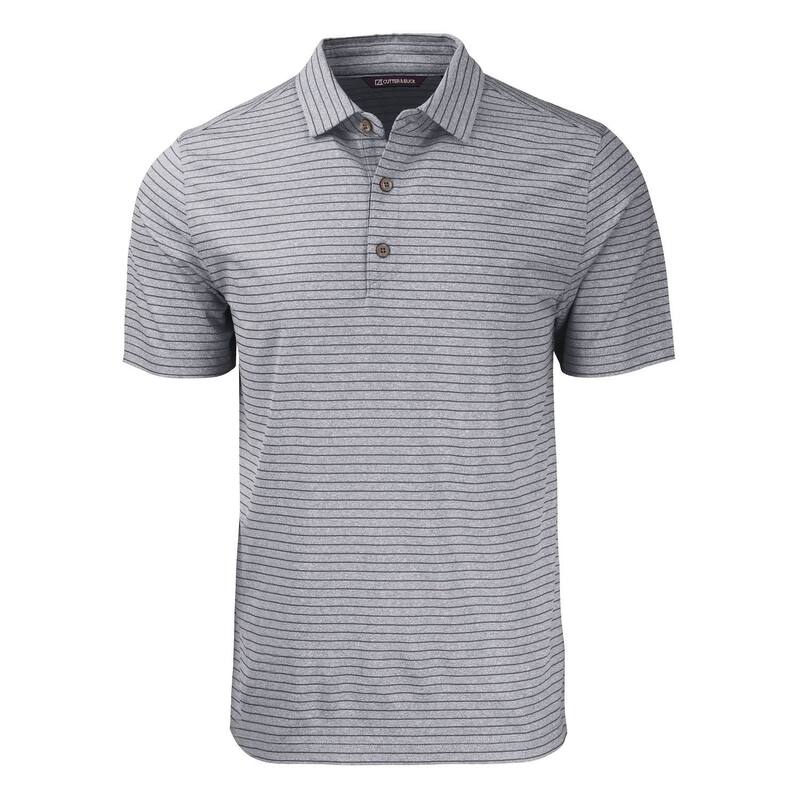 裁断師アンドうしろ側 レディース トップス プルオーバー スポーツシャツ トール Cutter \u0026 Buck Forgeco Heather Stripe Stretch Recycled Mens Big \u0026 Tall Polo Black Heather 黒いこと