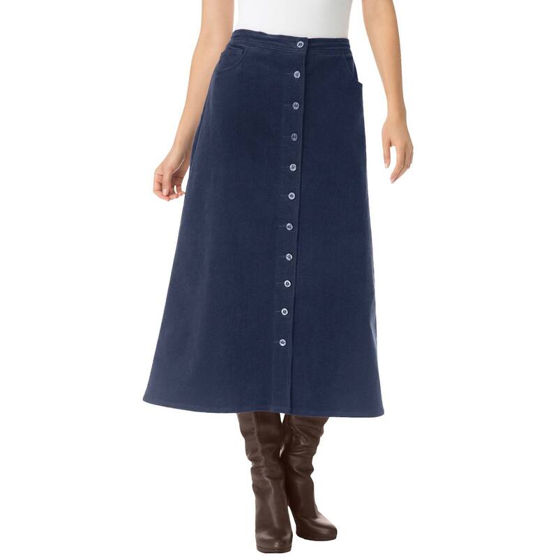 ウーマン ウィズイン レディース ボトムスカート コーデュロイ プラスサイズ Woman Within Plusize Corduroy Skirt Navy ネイビー