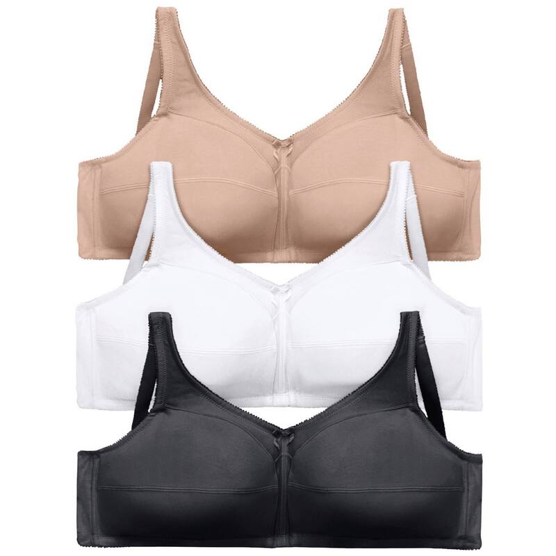 コンフォート チョイス レディース アンダーウェア ブラジャー プラスサイズ コットン Comfort Choice Women's Plusize 3-Pack Cotton Wireless Bra Basic Assorted