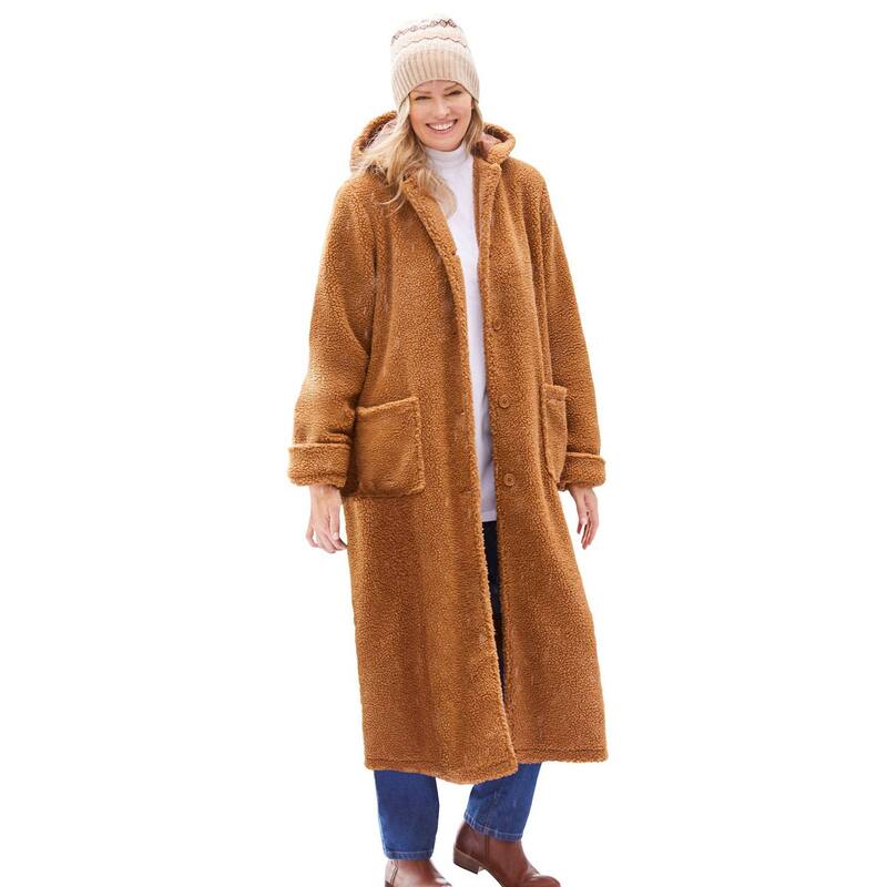 ウーマン ウィズイン レディース アウター ジャケット・ブルゾン プラスサイズ コート フリース Woman Within Plusize Long Hooded Berber Fleece Coatoffee 17,986円