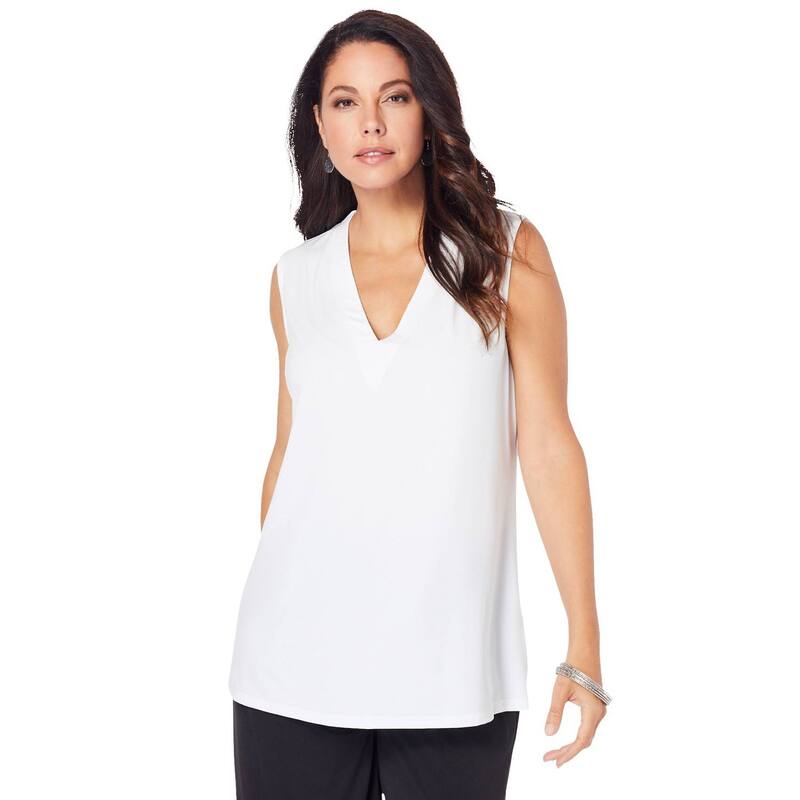 ロアマンズ レディース トップス プルオーバー Vのど首 足し加える大きさ Roaman\u0027s Women\u0027s Plusize Ultrasmooth Fabric V Neck Tank White 白いこと