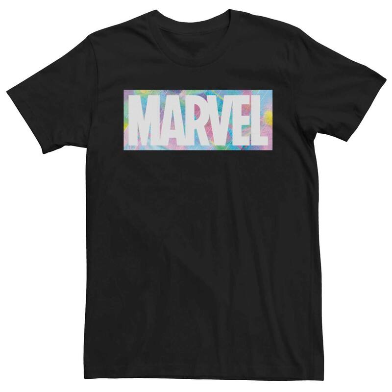 アニメキャラクター レディース トップス Tシャツ ロゴ Licensed Character Men's Marvel Pop Logo Tee Black ブラック