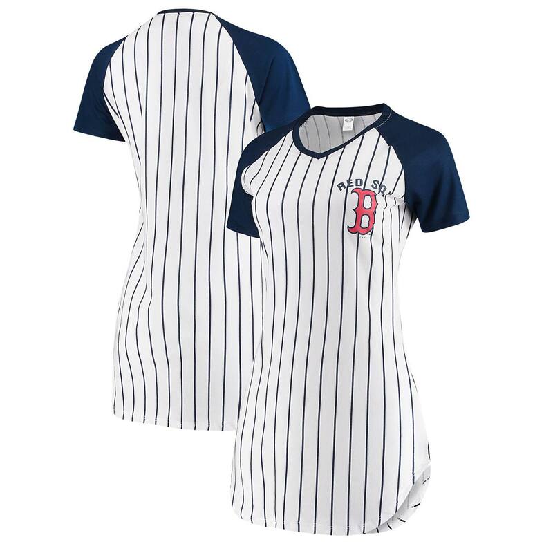 アンブランデッド レディース アンダーウェア ナイトウェア シャツ Unbranded Women's Conceptsport White Boston Red Sox Vigor Pinstripe Nightshirt Rsx White ホワイト