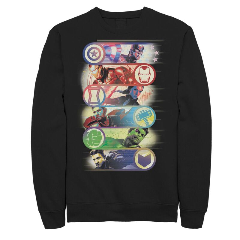 マーベル レディース トップス Tシャツ Men's Marvel Avengers Endgame Hero Symbol Colorful Group Shot Poster Tee Black ブラック
