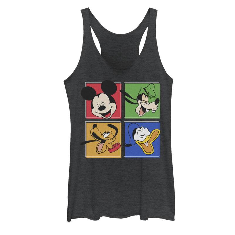 ディズニー レディース トップス Tシャツ Disney's Mickey & Friends Juniors' Laughing Panels Tank Top Black Heather ブラック 7,489円