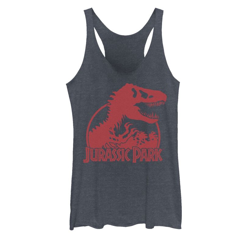 アニメキャラクター レディース トップス Tシャツ ロゴ Licensed Character Juniors Jurassic Park Classic T-Rex Skeleton Logo Tank Top Navy Heather ヘザー