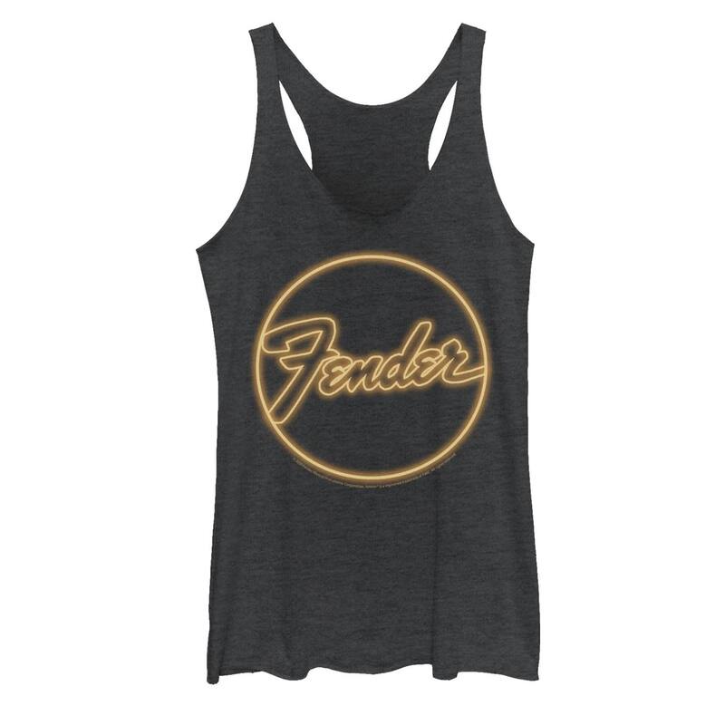 アニメキャラクター レディース トップス Tシャツ ロゴ Licensed Character Juniors' Fender Neon Logo Tank Top Black Heather ブラック