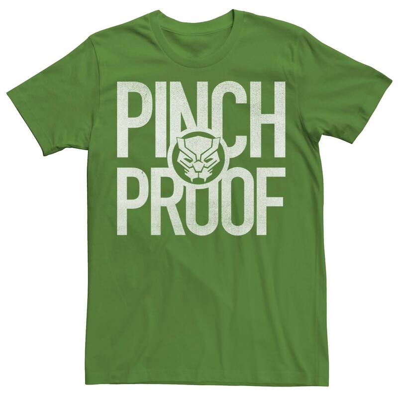 アニメキャラクター レディース トップス Tシャツ Licensed Character Men's Marvel Black Panther Pinch Proof St. Patrick's Day Textee Kelly ブラック