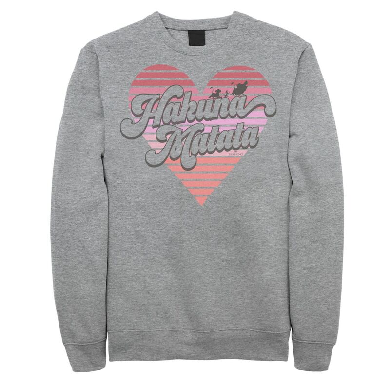 アニメ文字記号 レディース トップス プルオーバー 汗水 Licensed Character Men\u0027s Lion King Hakuna Heart Sweatshirt Athletic Heather ギョリュウモドキ