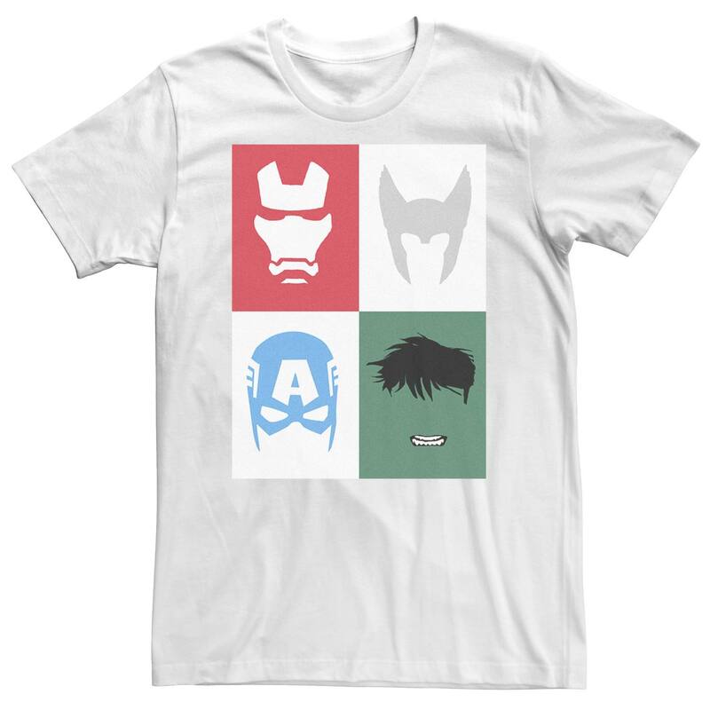 マーベル レディース トップス Tシャツ トール Big & Tall Marvel Avengers Classic Group Shot Silhouettes Poster Tee White ホワイト
