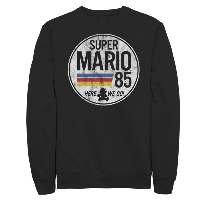 アニメ文字記号 レディース トップス プルオーバー スウェットール ロゴタイプ Licensed Character Big \u0026 Tall Nintendo Super Mario 85 Here We Go! Distressed Logo Sweatshirt Black 黒いこと