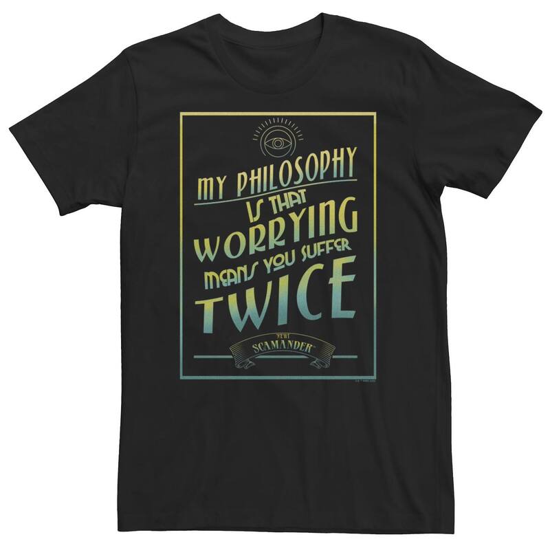 アニメキャラクター レディース トップス Tシャツ トール Licensed Character Big & Tall Fantastic Beasts - Grindelwald My Philosophy Is That Worrying Means You Suffer Twice Tee Black ブラック