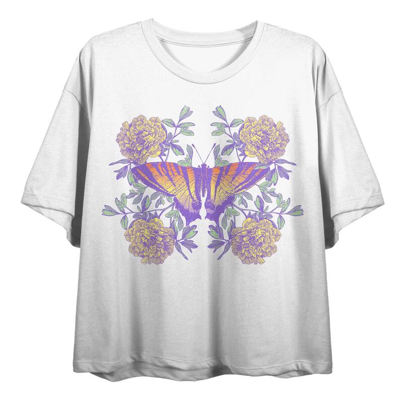 アンブランデッド レディース トップス Tシャツ ヴィンテージ フラワー柄 フラワー グラフィック Unbranded Juniors' Vintage Floral Gradient Graphic Tee Black ブラック